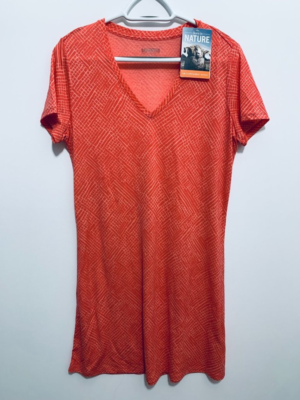 ICEBREKAER Tech Lite Women's V Neck Merino Wool Midi Dress Size L